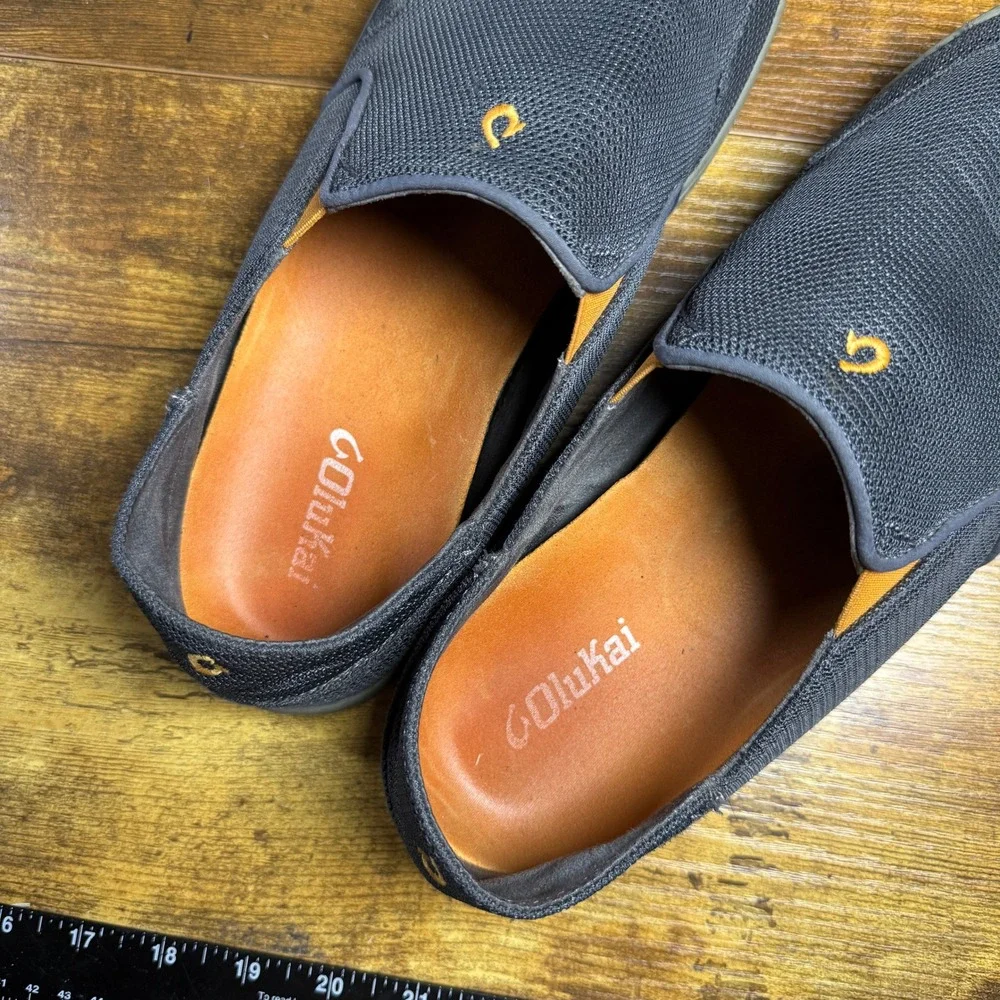OluKai Nohea Mesh 10188-4242 Gray‎ Textile Slip-On Shoes Mens Size 10.5